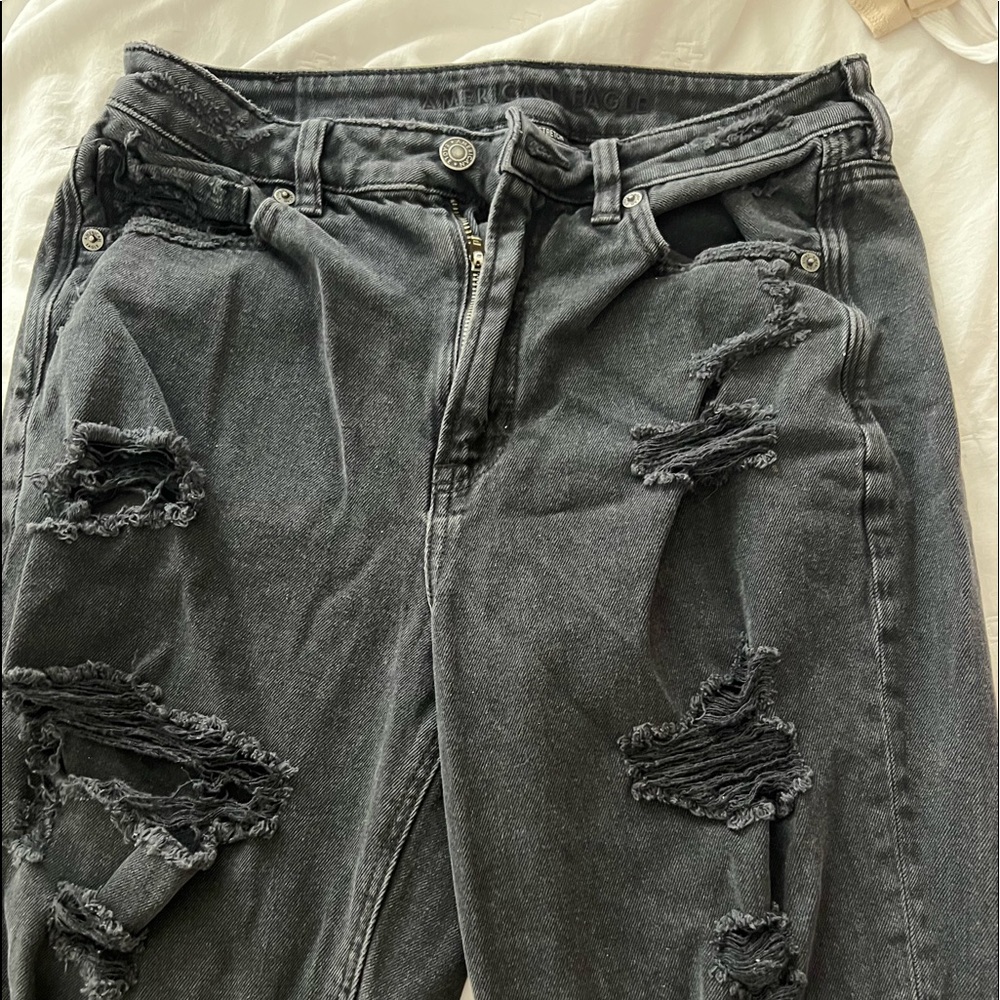 anerican eagle skinny ripped jeans black